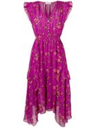 Ulla Johnson Floral Print Asymmetric Dress - Purple