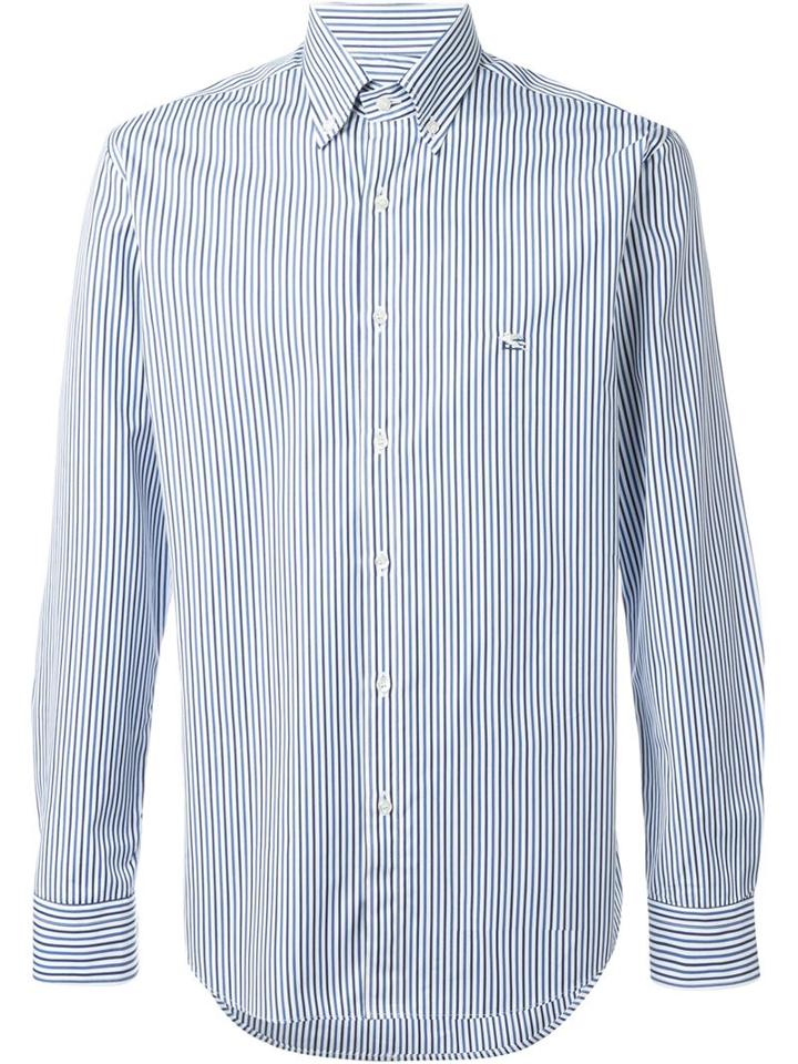 Etro Striped Button Down Shirt, Men's, Size: 40, Blue, Cotton