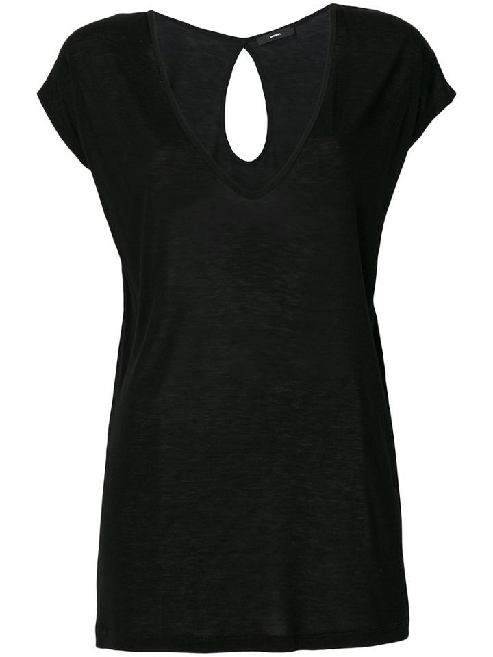 Diesel - V-neck T-shirt - Women - Viscose - M, Black, Viscose