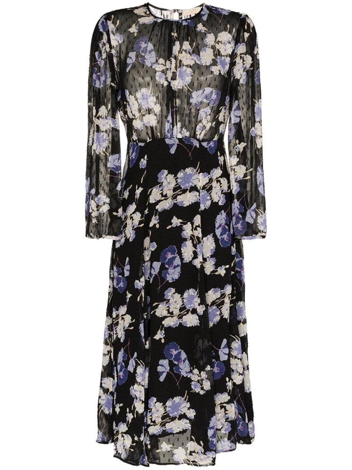 By Timo Floral Print Midi Dress - Black
