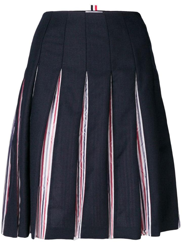 Thom Browne Tricolour Lined Pleated Skirt - Blue