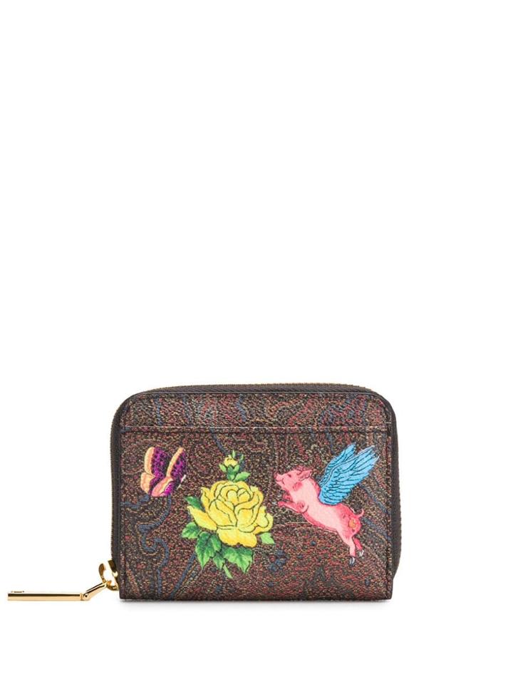 Etro Zip Around Paisley Wallet - Brown