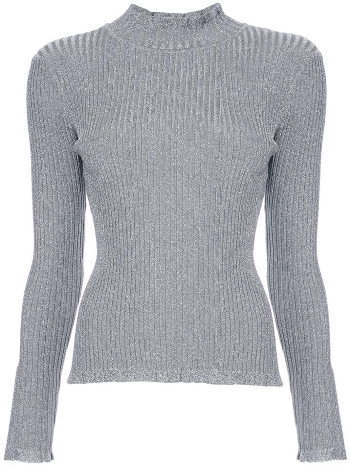 Milly Ribbed High Neck Jumper - Grey
