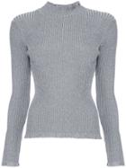Milly Ribbed High Neck Jumper - Grey