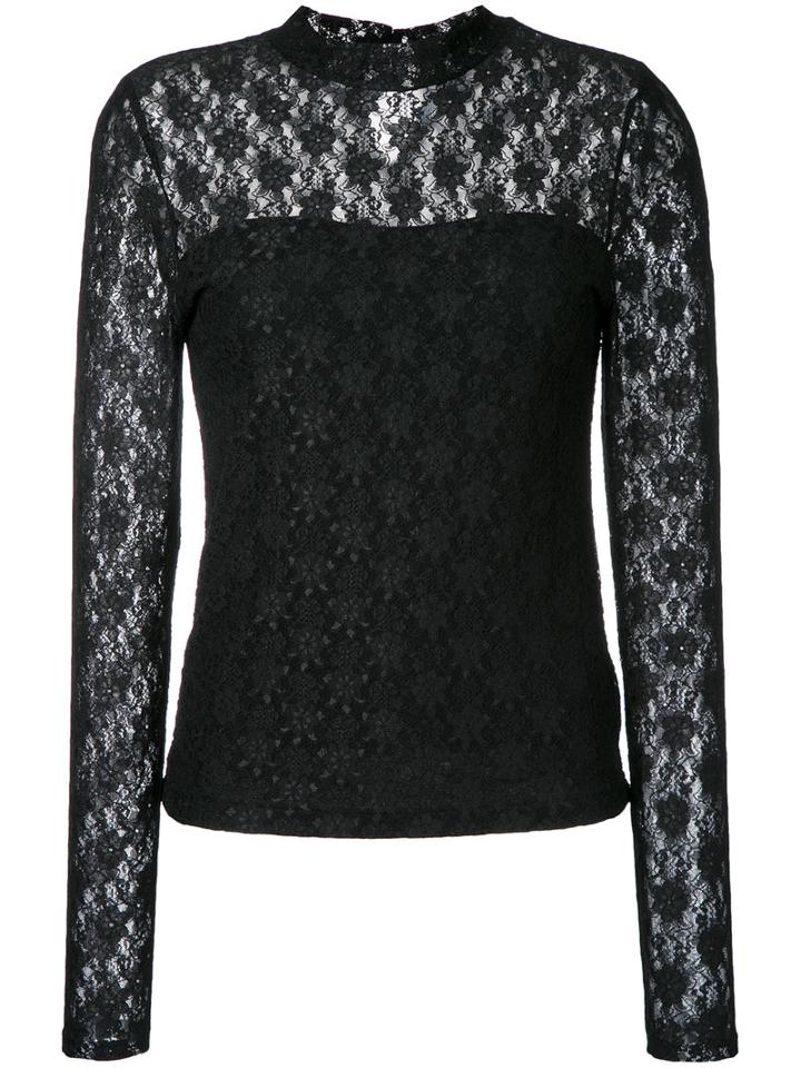 Guild Prime Lace Insert Blouse, Women's, Size: 34, Black, Nylon/polyester