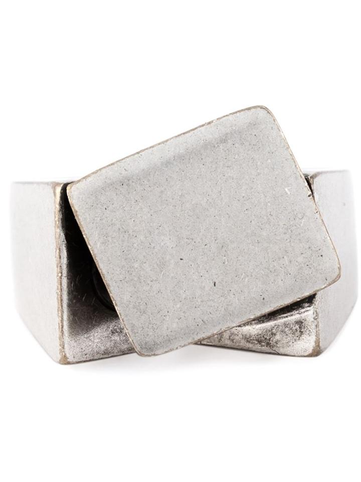 Maison Margiela Asymmetric Signet Ring, Men's, Size: 6, Metallic