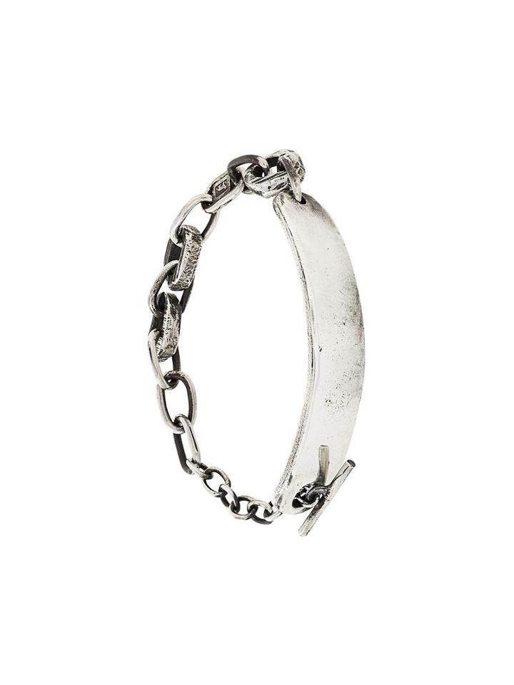 Henson Carved Id Bracelet, Men's, Size: Medium, Metallic