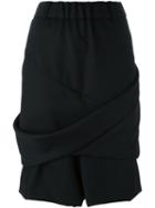 Moohong Draped Shorts, Women's, Size: 38, Black, Wool