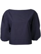 Estnation - Gathered Cuffs Blouse - Women - Cotton - 36, Women's, Blue, Cotton