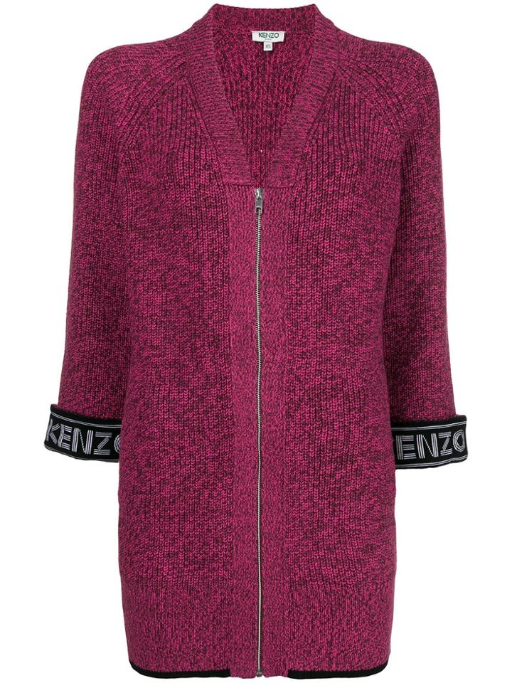 Kenzo Logo Cuffs Cardigan - Pink & Purple