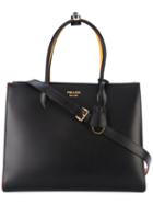 Prada Pleated Laterals Tote, Women's, Black, Leather
