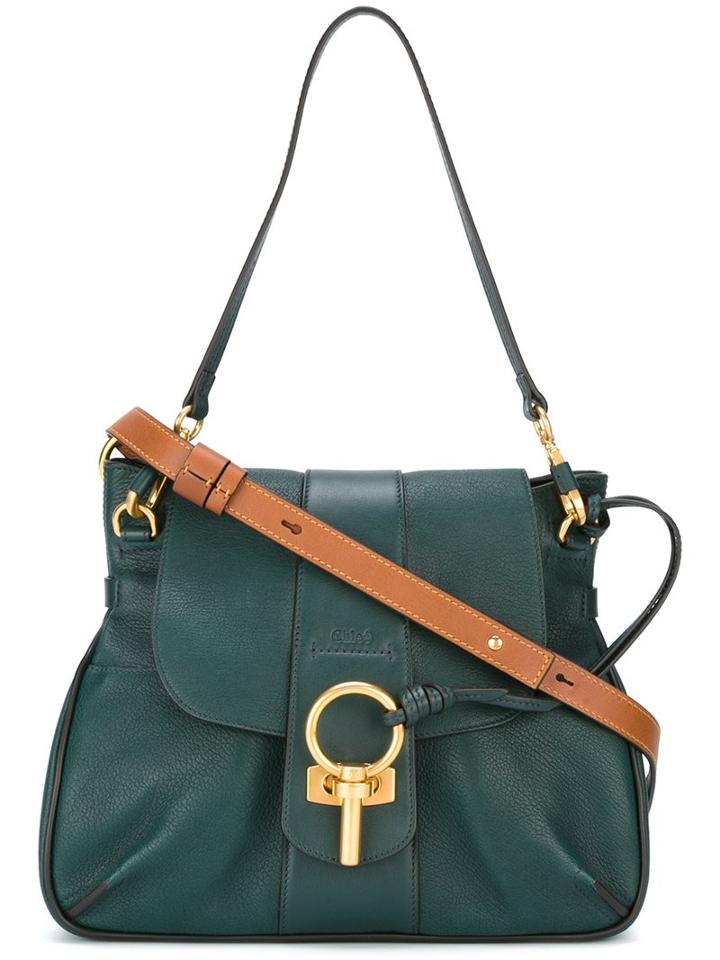 Chloé 'lexa' Tote, Women's, Green, Lamb Skin/cotton