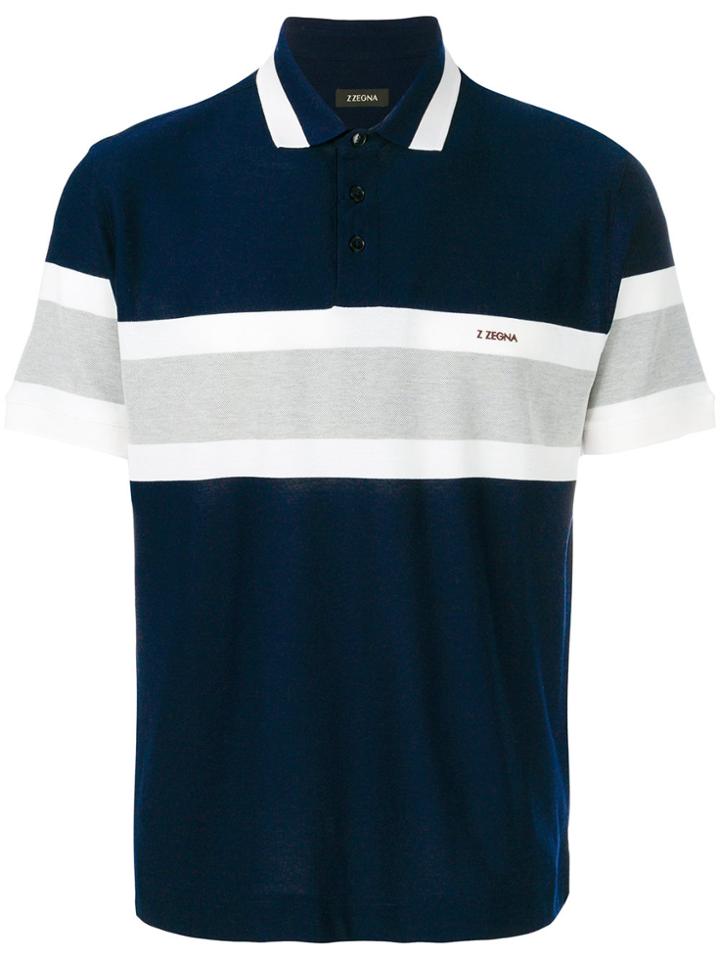 Z Zegna Colour-block Polo Top - Blue