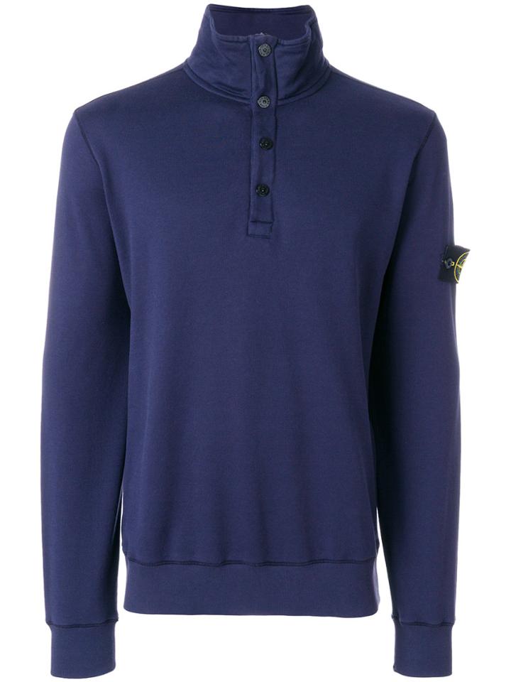 Stone Island Roll-neck Logo Sweater - Blue