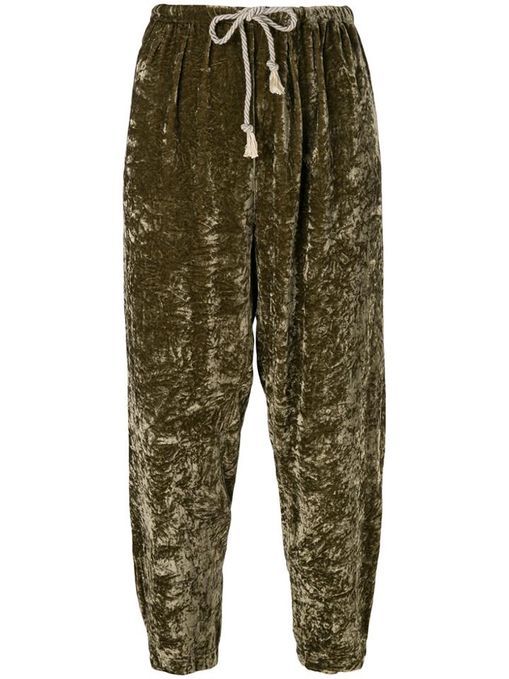 Forte Forte Crushed Velvet Baggy Trousers - Green