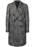 Tagliatore Houndstooth Double Breasted Coat - Black