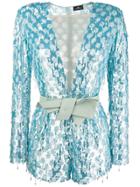 Elisabetta Franchi V-neck Sequin Dress - Blue