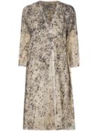 Dosa Speckled Print Wrap Dress