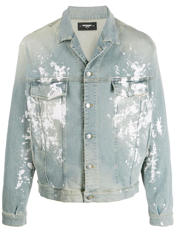 Represent Bleached Effect Denim Jacket - Blue