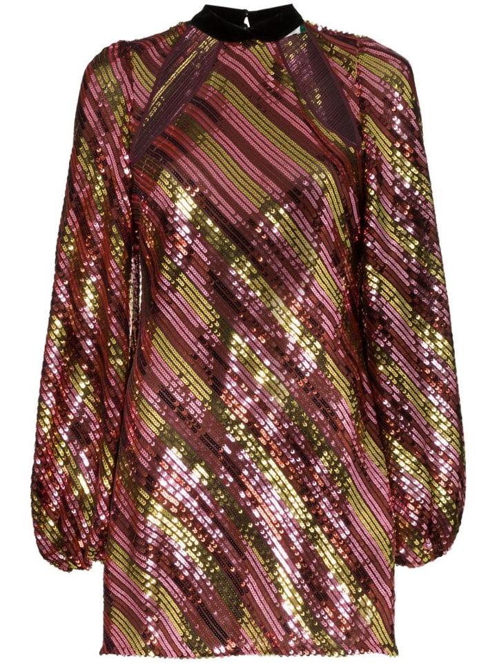 Rixo Harriet Cut-out Neck Sequinned Mini-dress - Metallic
