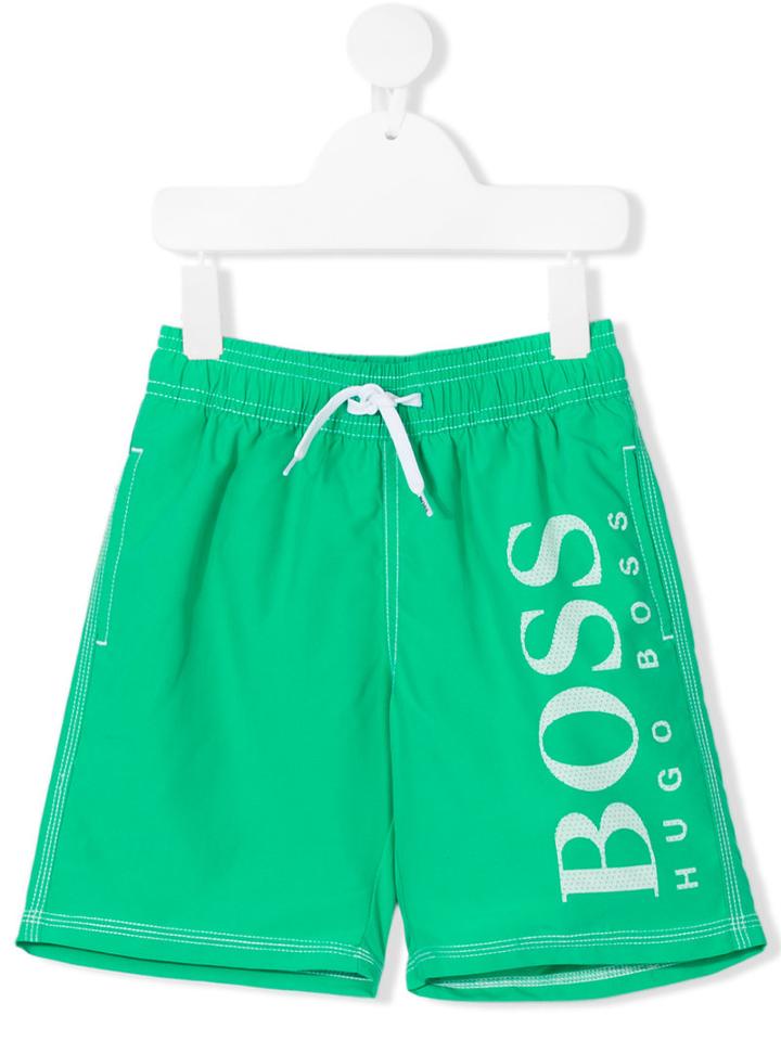 Boss Kids - Logo Print Swim Shorts - Kids - Polyester - 10 Yrs, Green