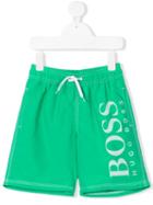 Boss Kids - Logo Print Swim Shorts - Kids - Polyester - 10 Yrs, Green