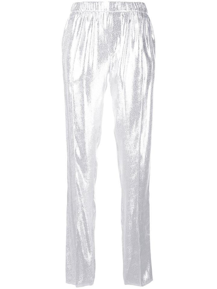 Baja East Metallic (grey) Trousers, Women's, Size: Ii, Silk/lurex