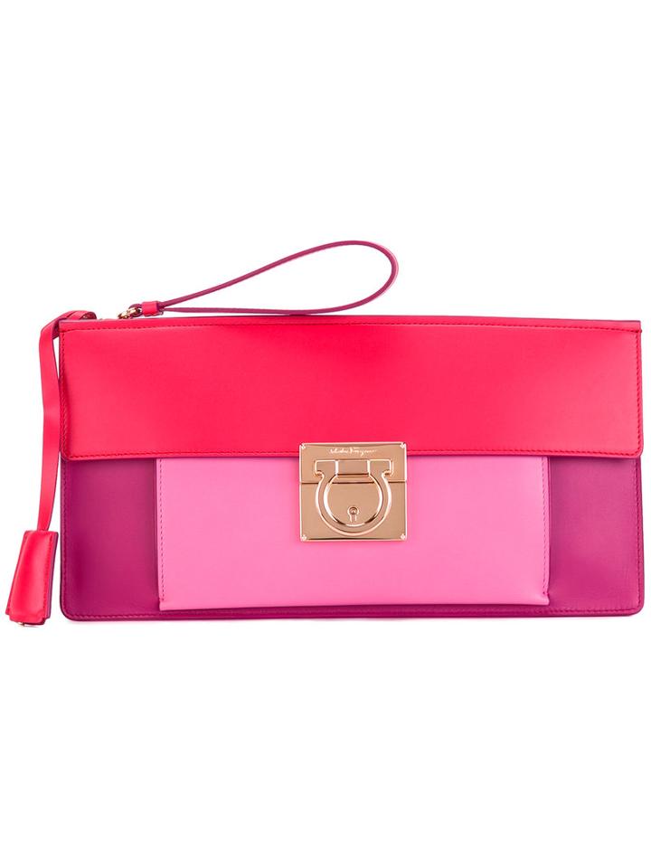 Salvatore Ferragamo Ada Clutch, Women's, Pink/purple, Calf Leather