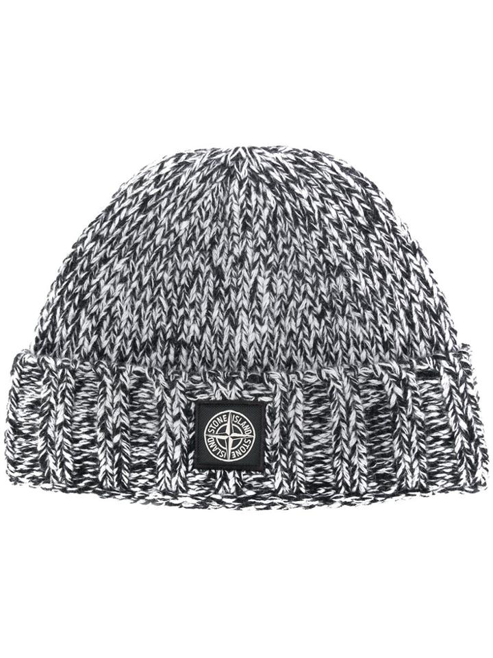 Stone Island Chunky Knit Beanie - White