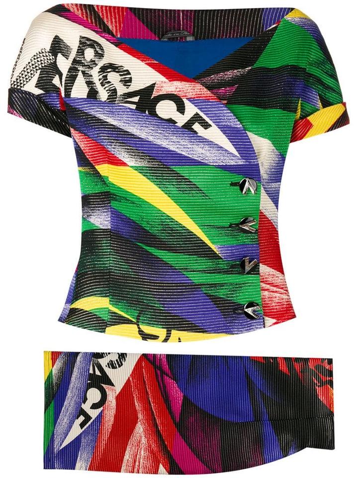 Versace Pre-owned Abstract Print Skirt & Top - Multicolour