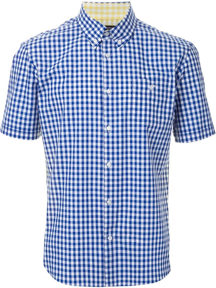 Loveless Bicolour Checked Shirt, Men's, Size: 1, Blue, Cotton