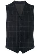 Caruso Check Tailored Gilet Jacket - Blue