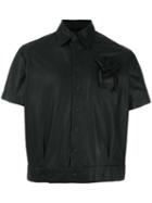 Ktz Drawstring Pocket Cropped Jacket, Men's, Size: Large, Black, Calf Leather
