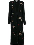 Red Valentino Floral Cable Knit Cardigan - Black