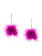 Tuleste Pompom Drop Earrings - Pink & Purple