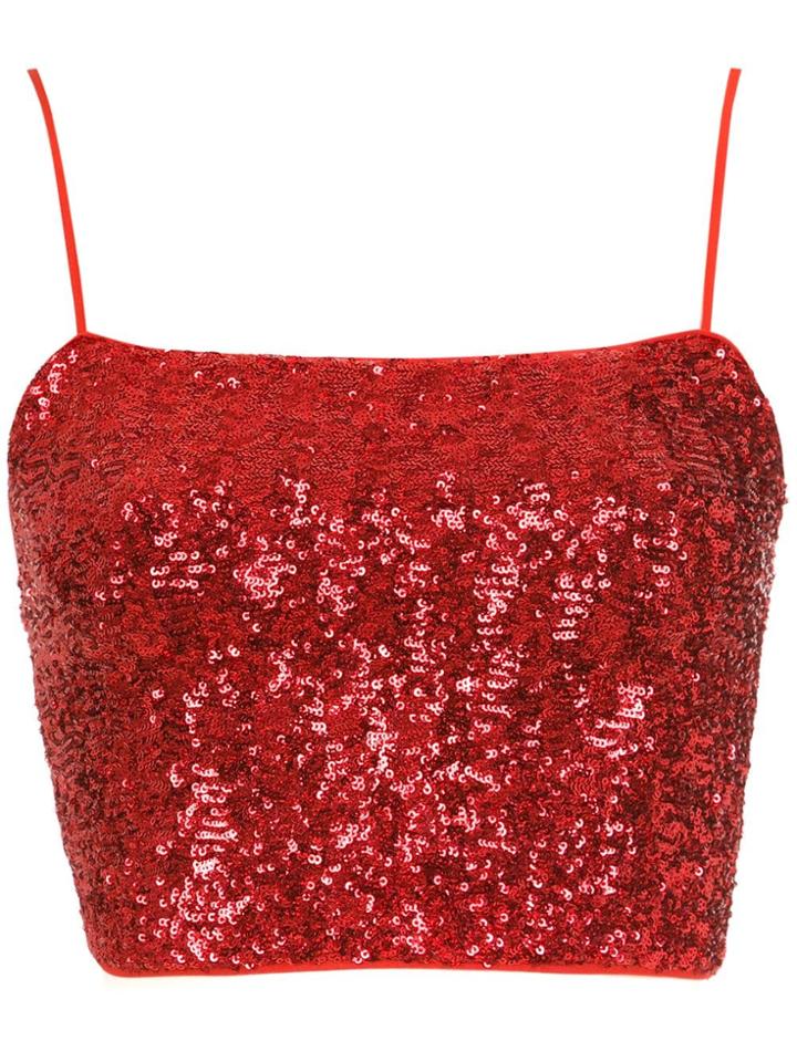Nk Sequin Cropped Top - Red