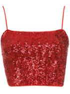 Nk Sequin Cropped Top - Red