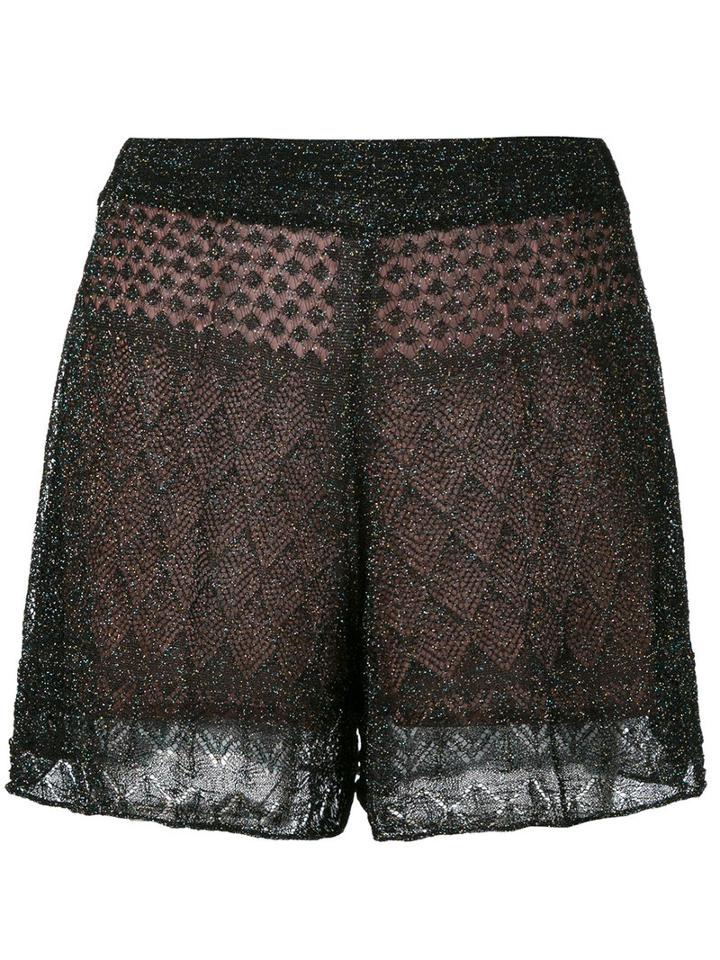 Circus Hotel - Layered Lurex Shorts - Women - Silk/cotton/polyester/viscose - Xs, Black, Silk/cotton/polyester/viscose