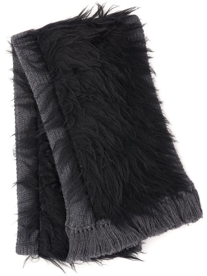 Prada Knitted Fringe Scarf - Black