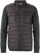 Moncler Padded Panel Cardigan, Men's, Size: Large, Grey, Feather Down/acrylic/polyamide/wool