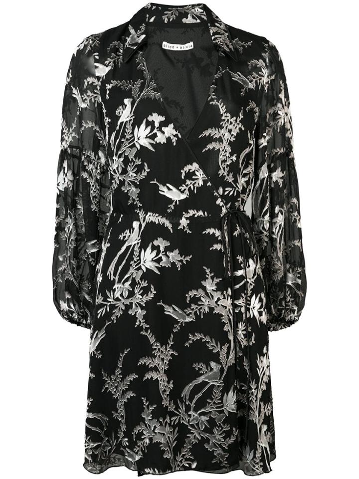 Alice+olivia Printed V-neck Dress - Black