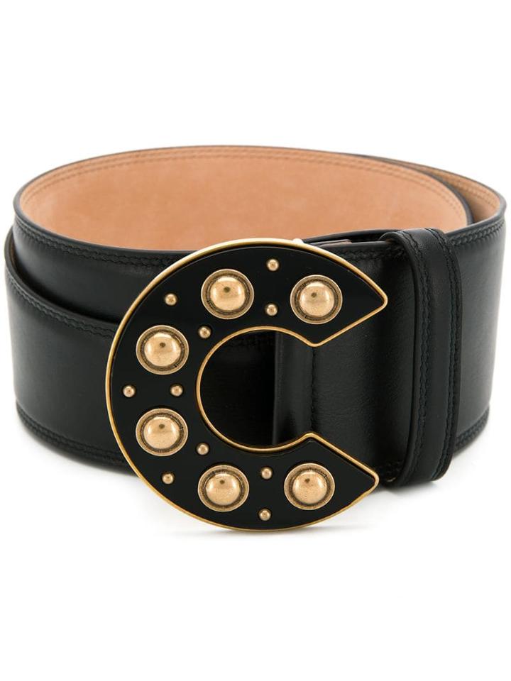Roberto Cavalli Logo Plaque Wide Belt - Black