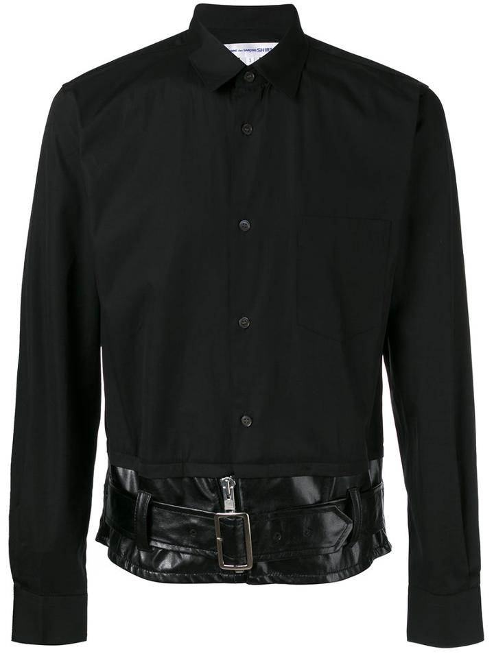 Comme Des Garçons Shirt - Belted Hem Shirt - Men - Cotton/artificial Leather - M, Black, Cotton/artificial Leather