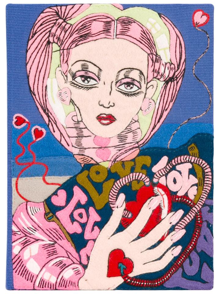 Olympia Le-tan - 'portrait Of Larissa' Book Clutch - Women - Cotton/metal - One Size, Blue, Cotton/metal