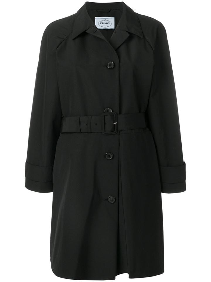 Prada Belted Raincoat - Black