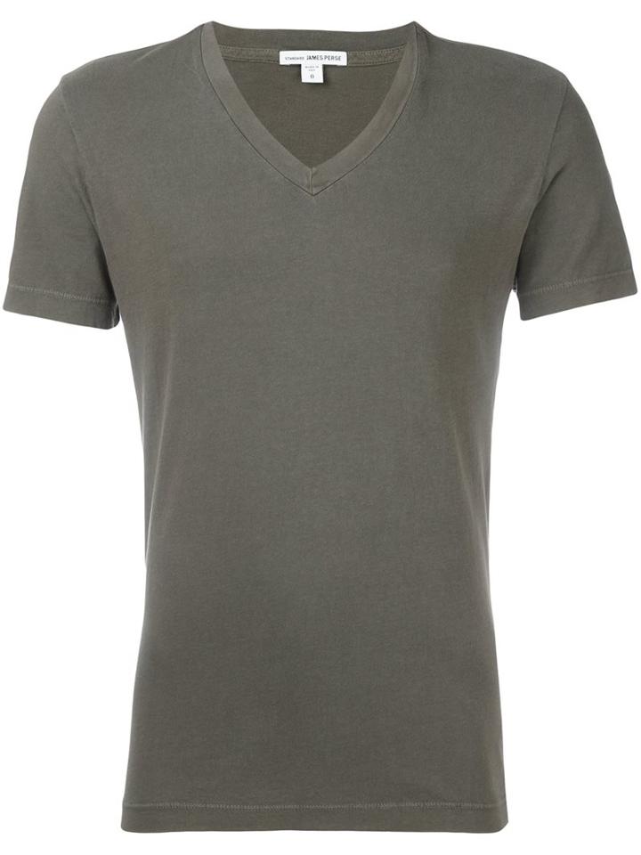 James Perse V-neck T-shirt, Men's, Size: 0, Green, Cotton
