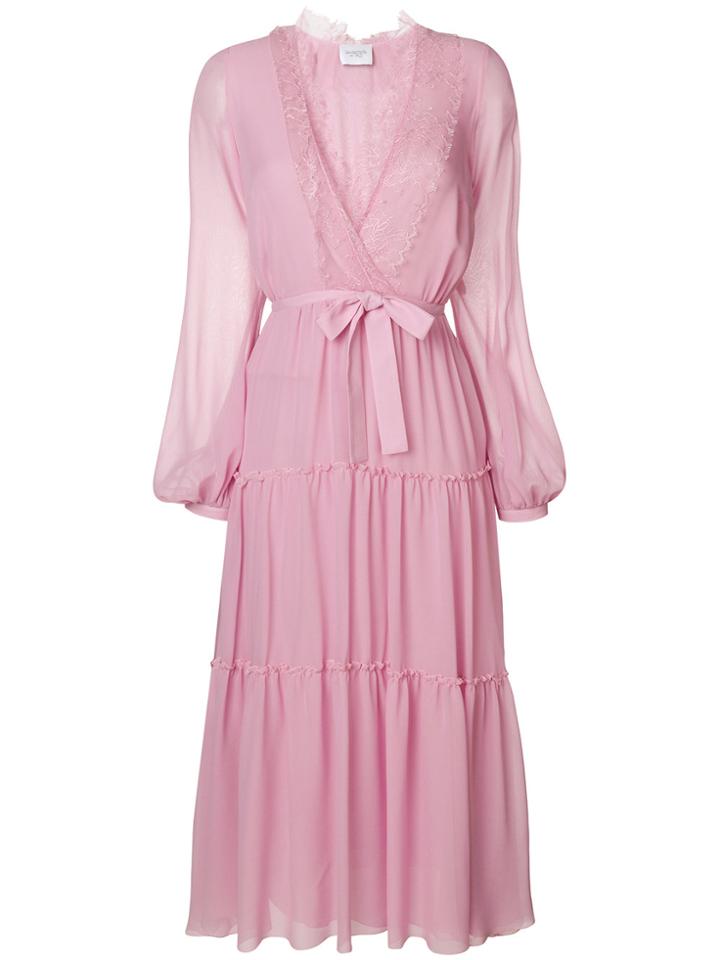 Giambattista Valli Belted V-neck Dress - Pink & Purple
