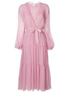 Giambattista Valli Belted V-neck Dress - Pink & Purple