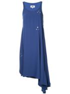 Mm6 Maison Margiela - Asymmetric Popper Embellished Dress - Women - Polyester - 36, Blue, Polyester