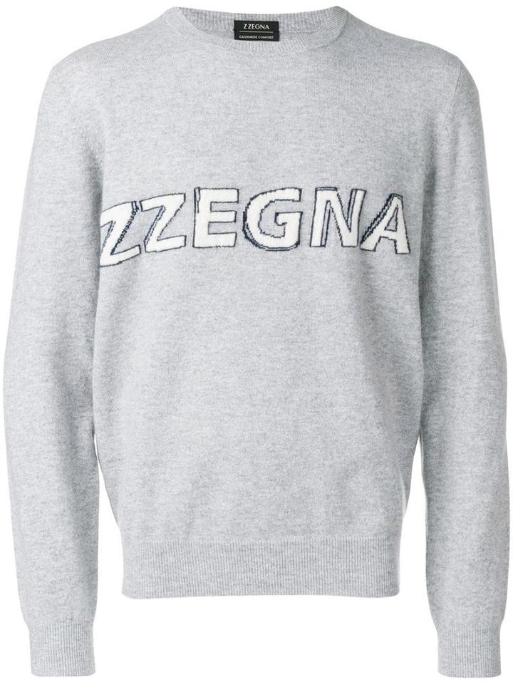 Z Zegna Knitted Logo Sweater - Grey